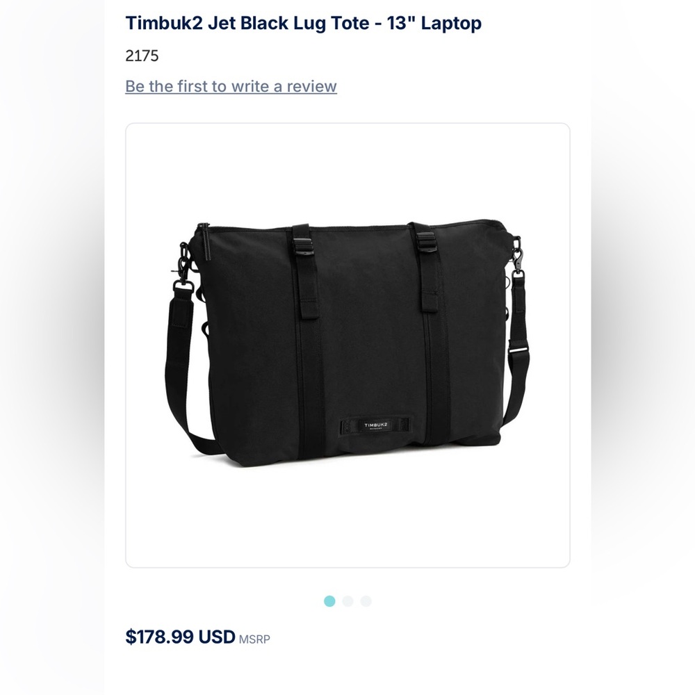 Timbuk2 Black lug tote with Durable Construction and Urban Style